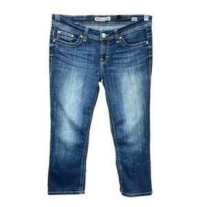 BKE denim Payton Whiskered Denim Blue Cropped Jeans Womens Size 29
